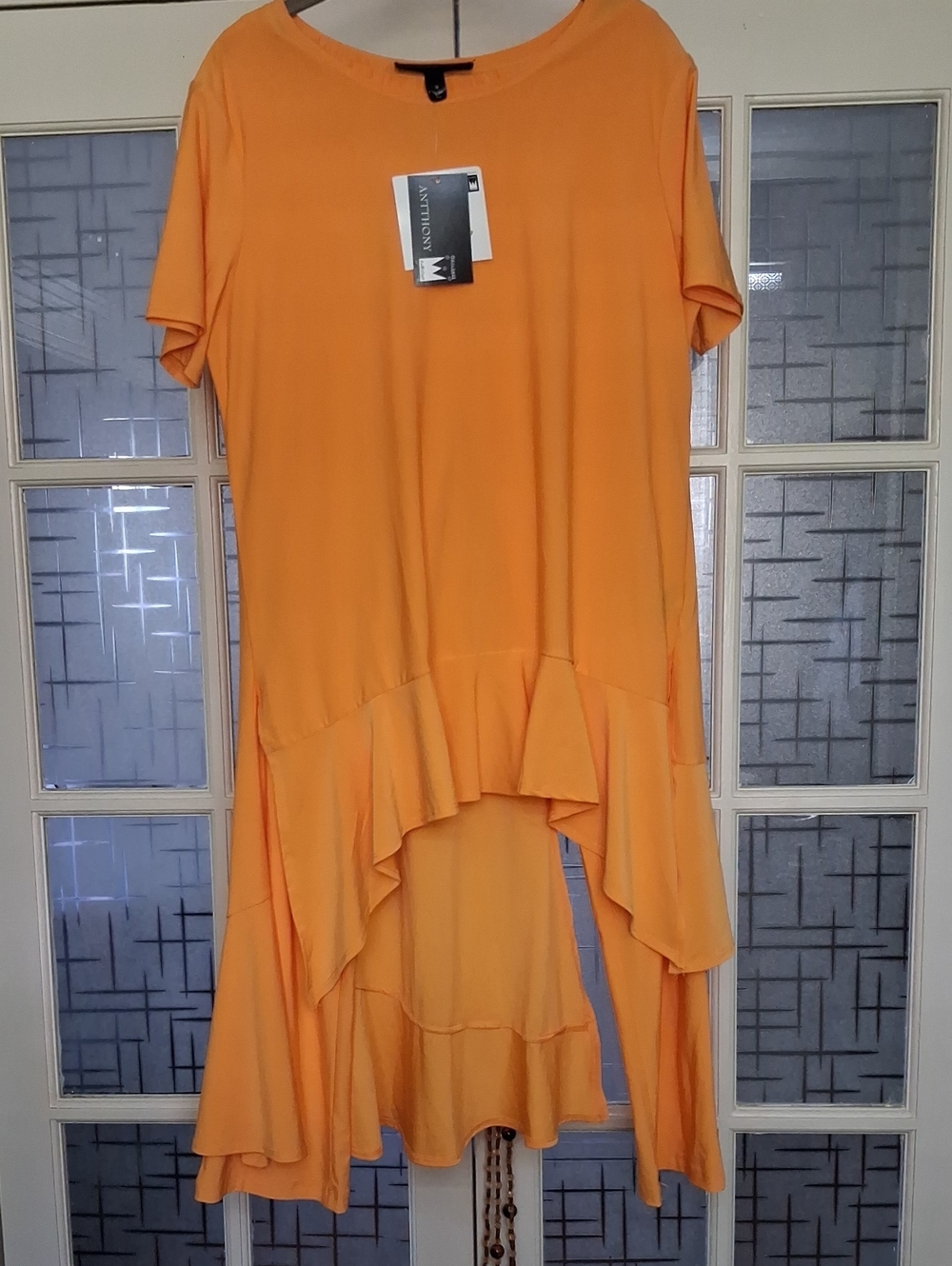 Antthony Tangerine High-Low Ruffle Two Piece Pant Set